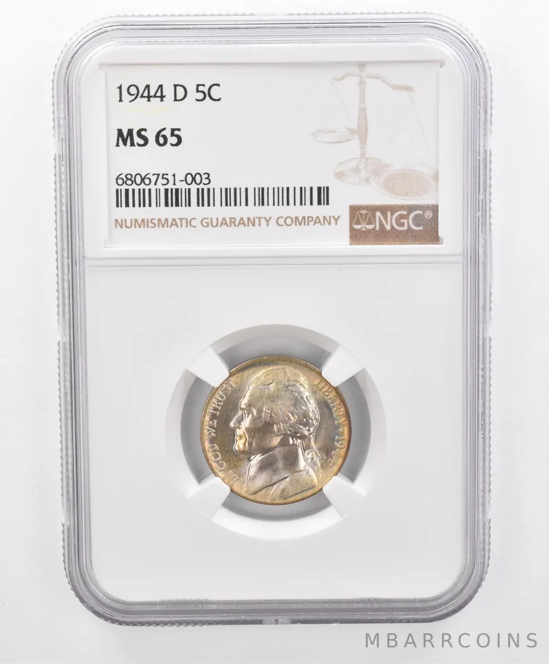1944-D Jefferson Nickel MS65 NGC Beautiful Tone *2685