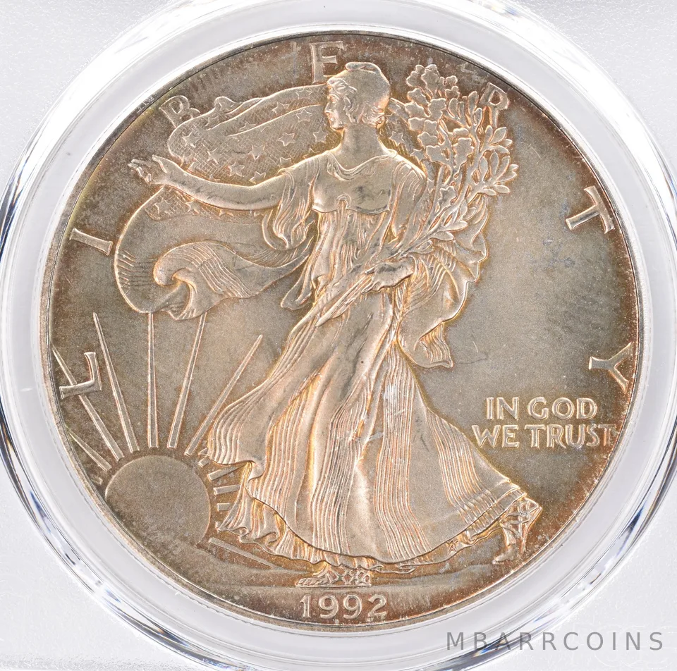 1992 American Silver Eagle MS67 PCGS Beautiful Tone *1377