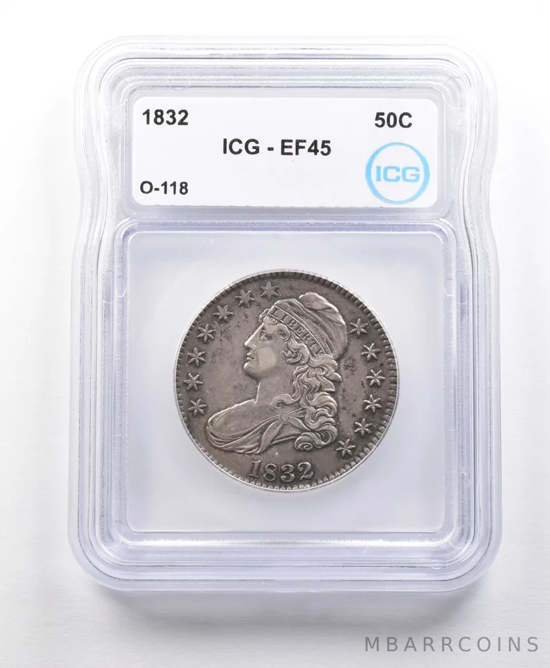 1832 Capped Bust Half Dollar O-118 EF45 ICG *5607