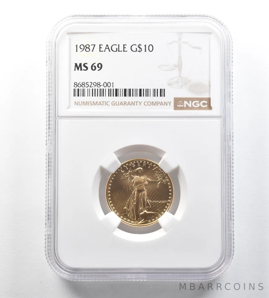 1987 $10 American Gold Eagle 1/4 Oz MS69 NGC