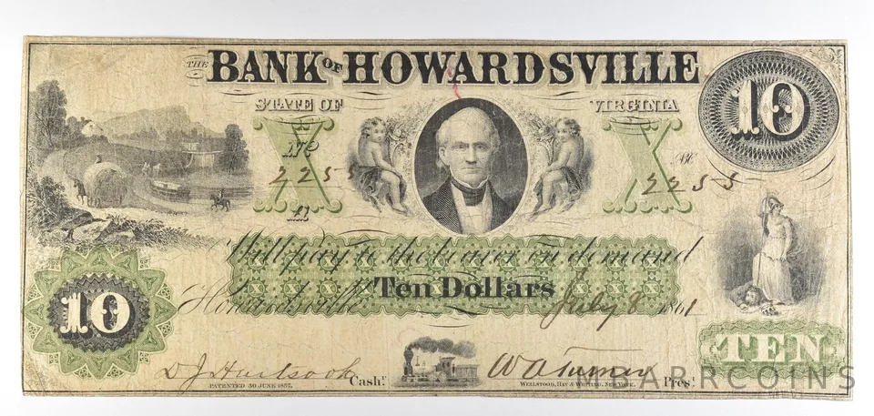 1861 $10 Howardsville VA Obsolete Note *8888