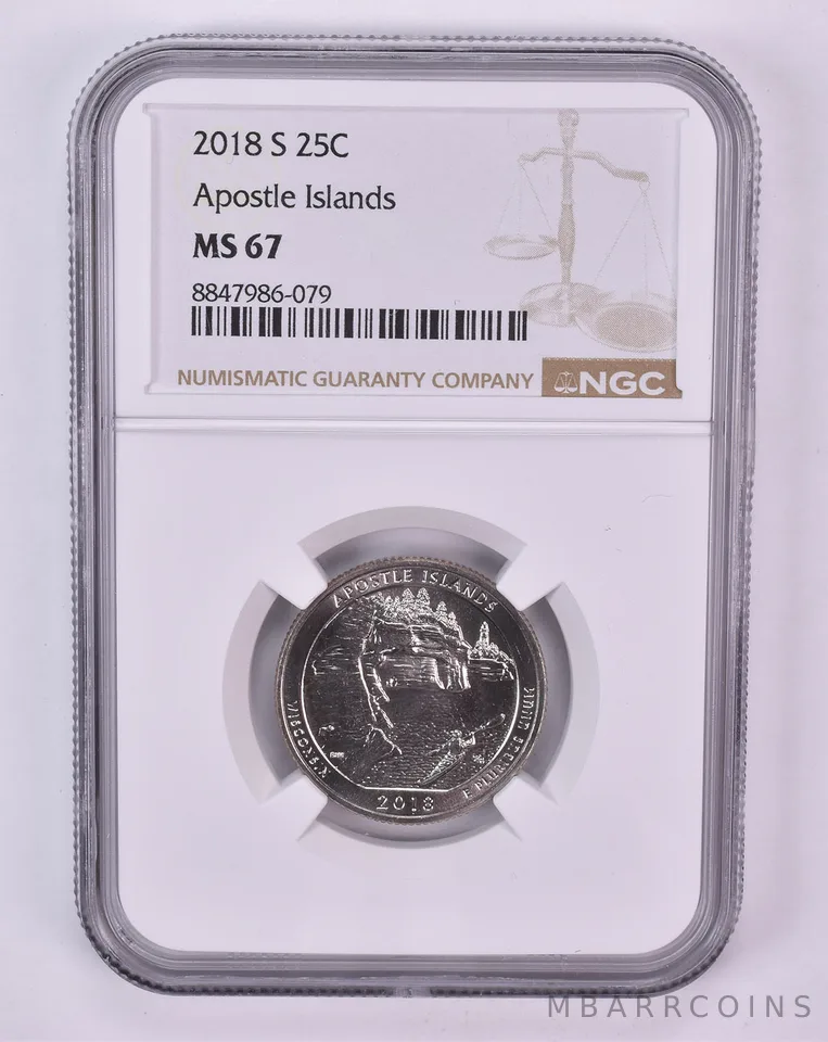 2018-S Washington Quarter Apostle Islands ATB MS67 NGC Brown Label