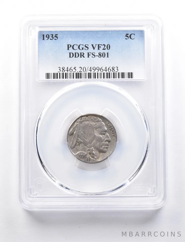 1935 Indian Head Buffalo Nickel DDR FS-801 VF20 PCGS *7692