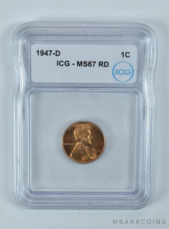 1947-D Lincoln Wheat Cent MS67 RD ICG
