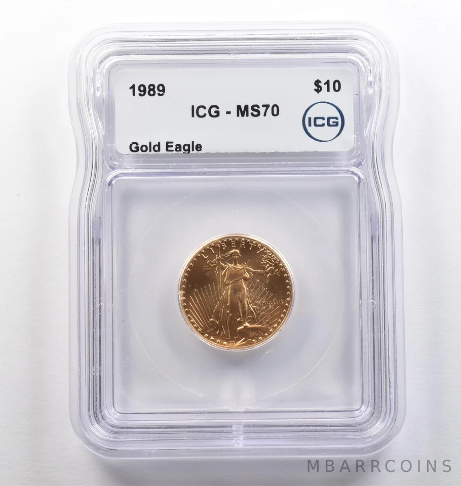 1989 $10 American Gold Eagle 1/4 Oz Gold MS70 ICG *4121