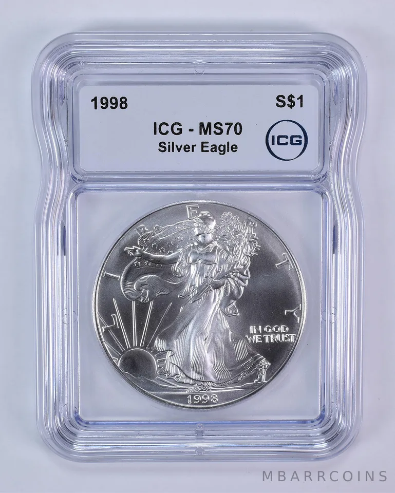1998 American Silver Eagle MS70 ICG