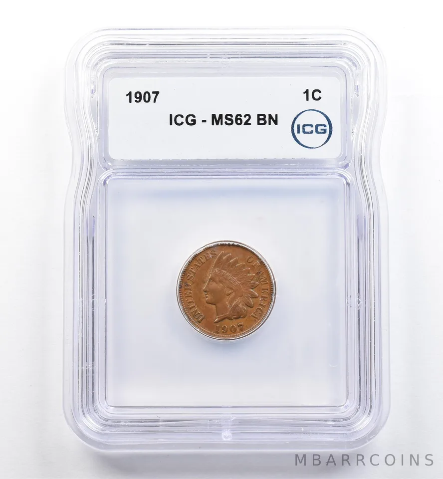 1907 Indian Head Cent MS62 BN ICG *0105