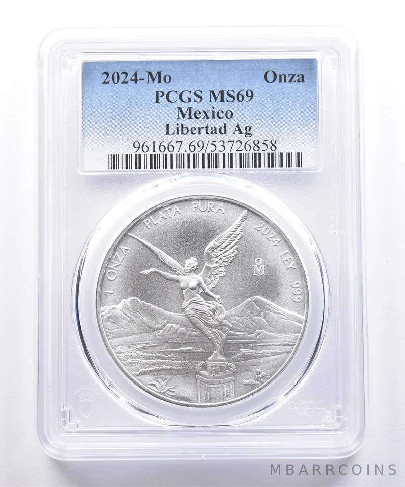 2024 Mo Mexico 1 Onza Silver Libertad MS69 PCGS Blue Label