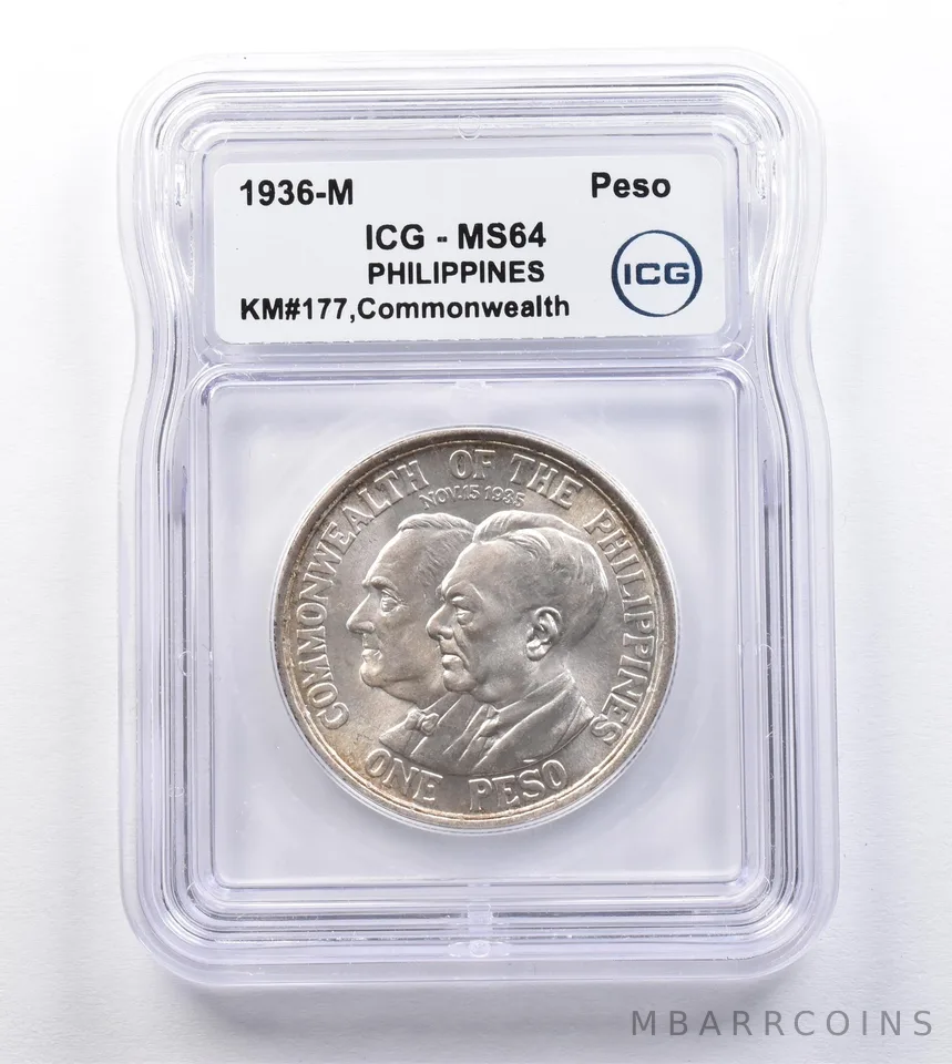1936 M Philippines Peso Commonwealth KM#177 MS64 ICG *2020