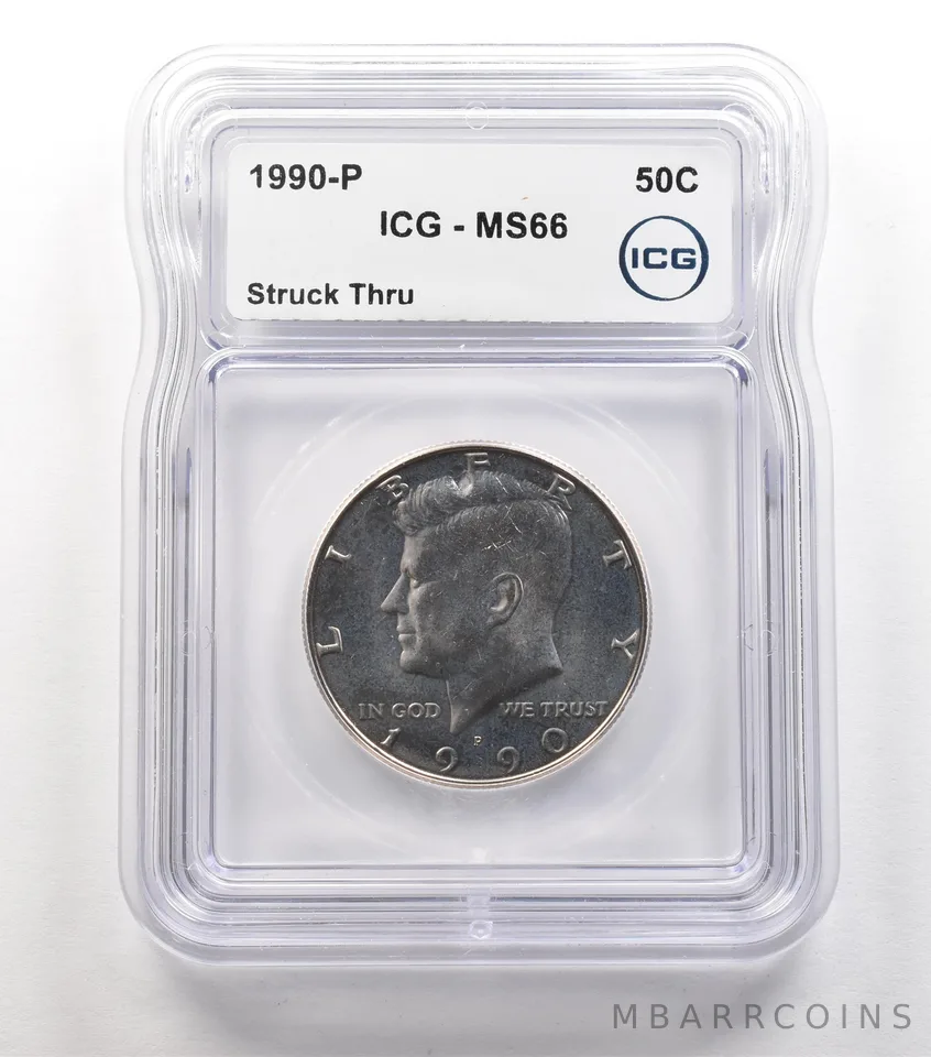 1990-P Kennedy Half Dollar Struck Thru MS66 ICG *6733