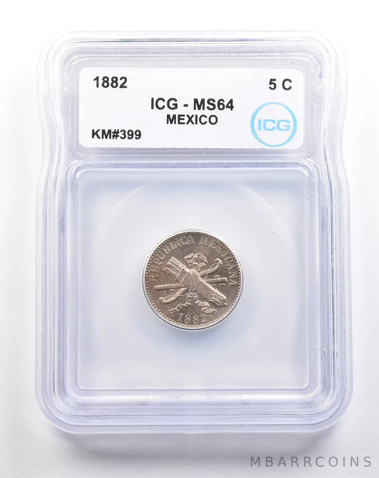1882 Mexico 5 Centavos KM#399 MS64 ICG *5493