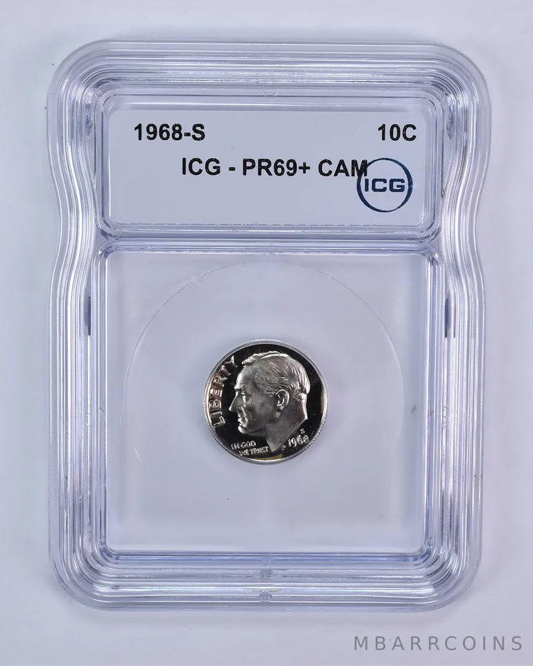 1968-S Roosevelt Dime PR69+ CAM ICG