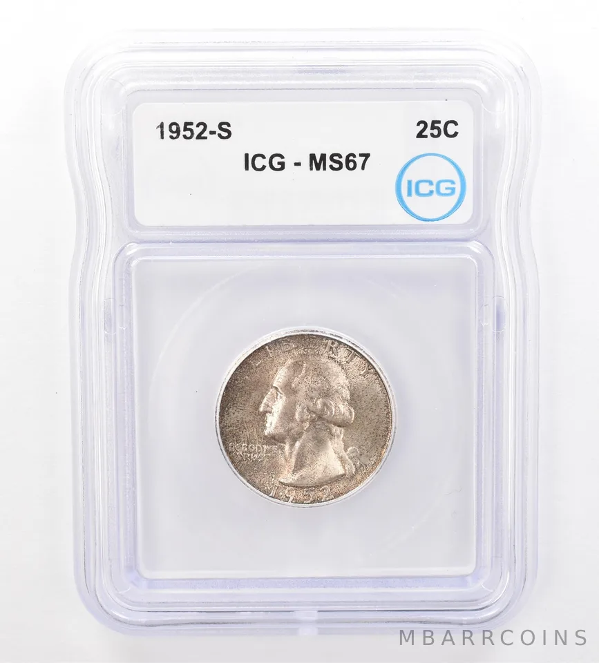 1952-S Washington Quarter MS67 ICG Beautiful Tone *7330
