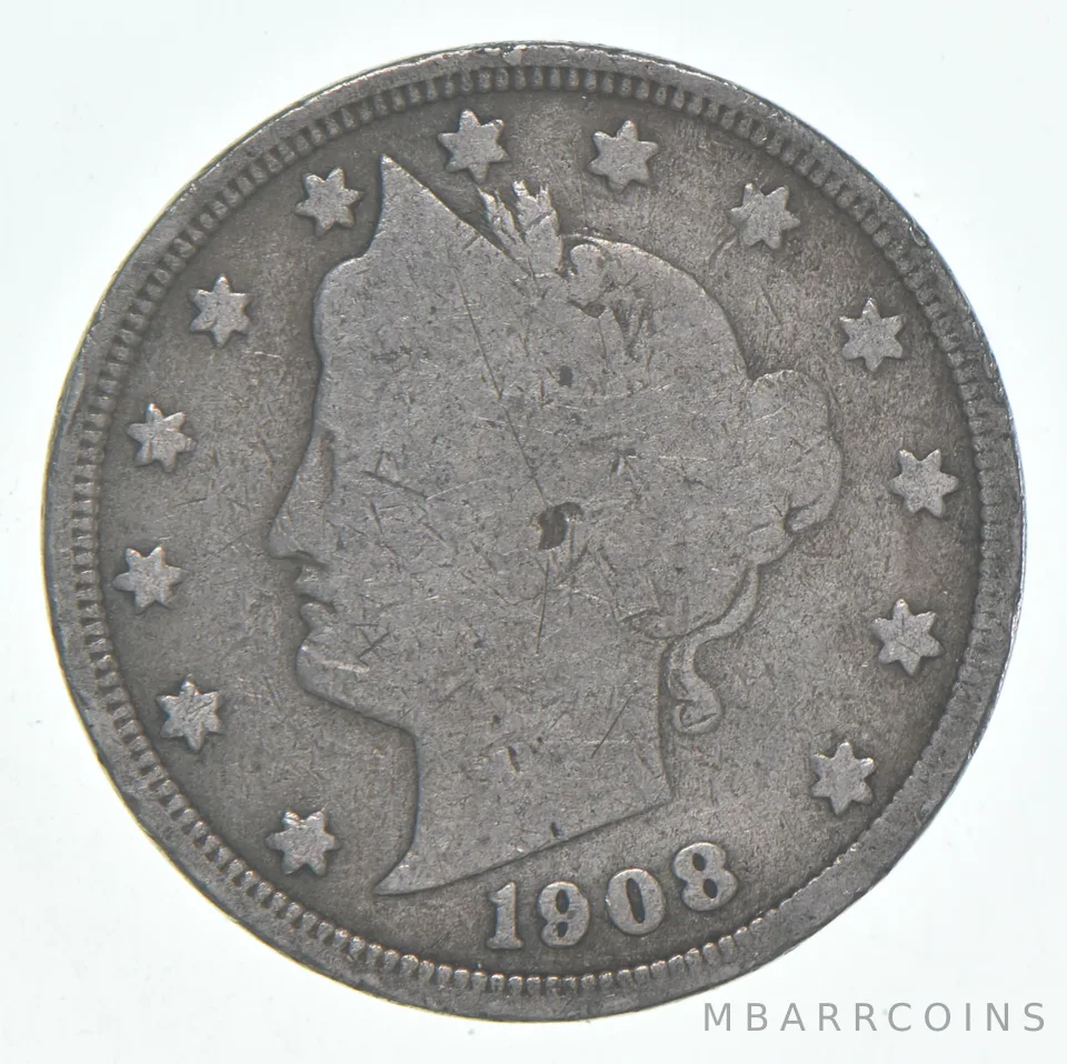 1908 Liberty V Nickel AC Average Circ