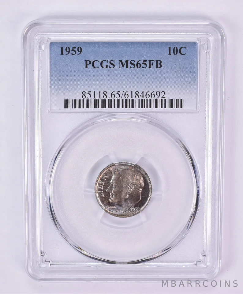 1959 Roosevelt Dime MS65 FB PCGS Beautiful Tone *1158