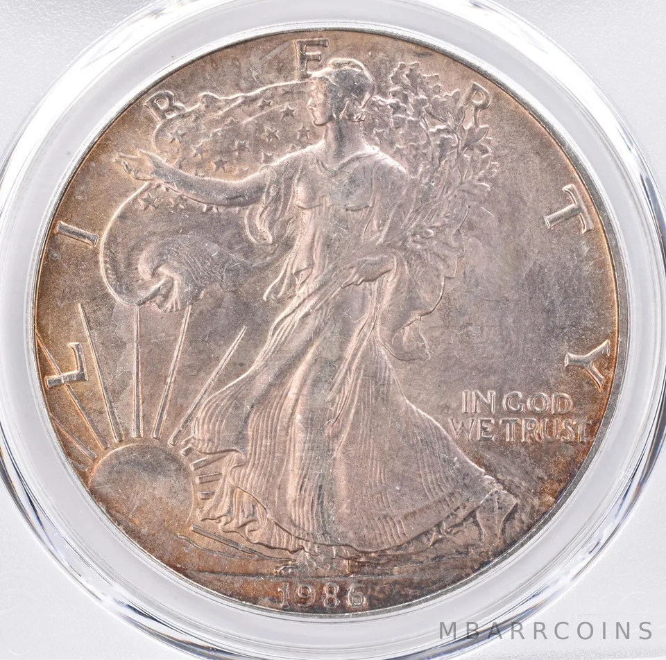 1986 American Silver Eagle MS63 PCGS Beautiful Tone *1499