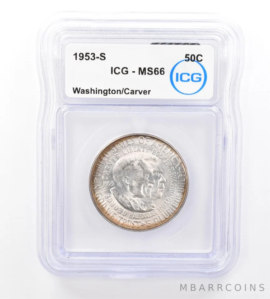 1953-S Washington/Carver Commemorative Half Dollar MS66 ICG Beautiful Tone *1687