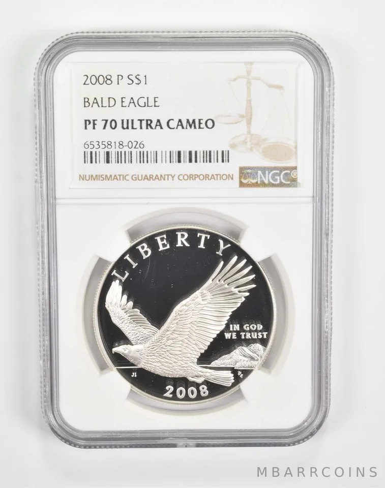 2008-P  Bald Eagle Commemorative $1PF70 UCAM NGC Brown Label