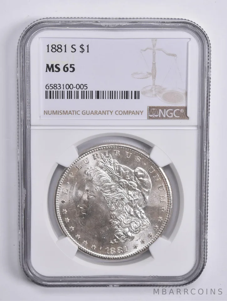 1881-S Morgan Silver Dollar MS65 NGC Brown Lbl