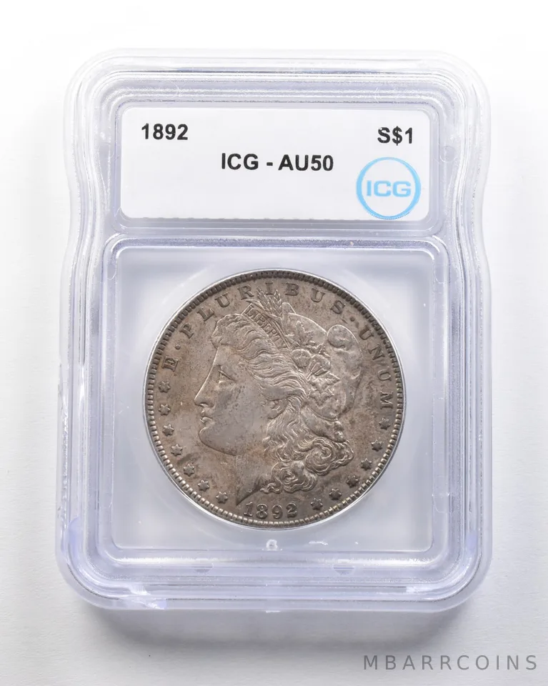 1892 Morgan Silver Dollar AU50 ICG *1609
