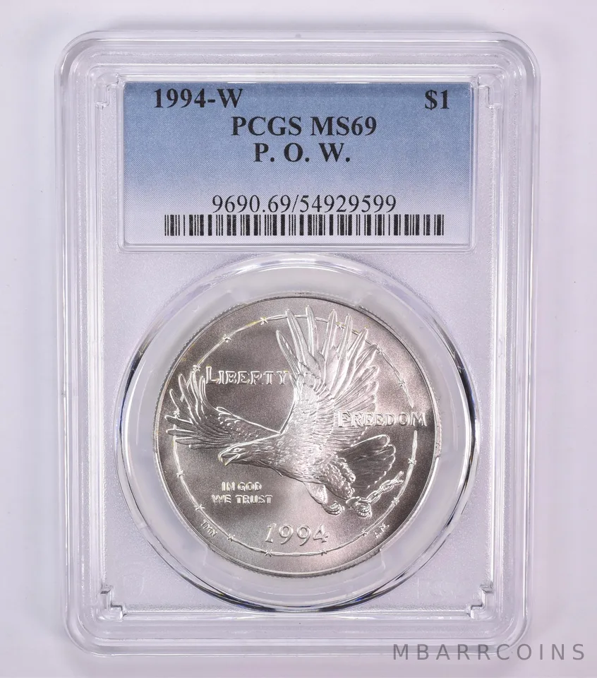 1994-W POW Commemorative Dollar MS69 PCGS Blue Label