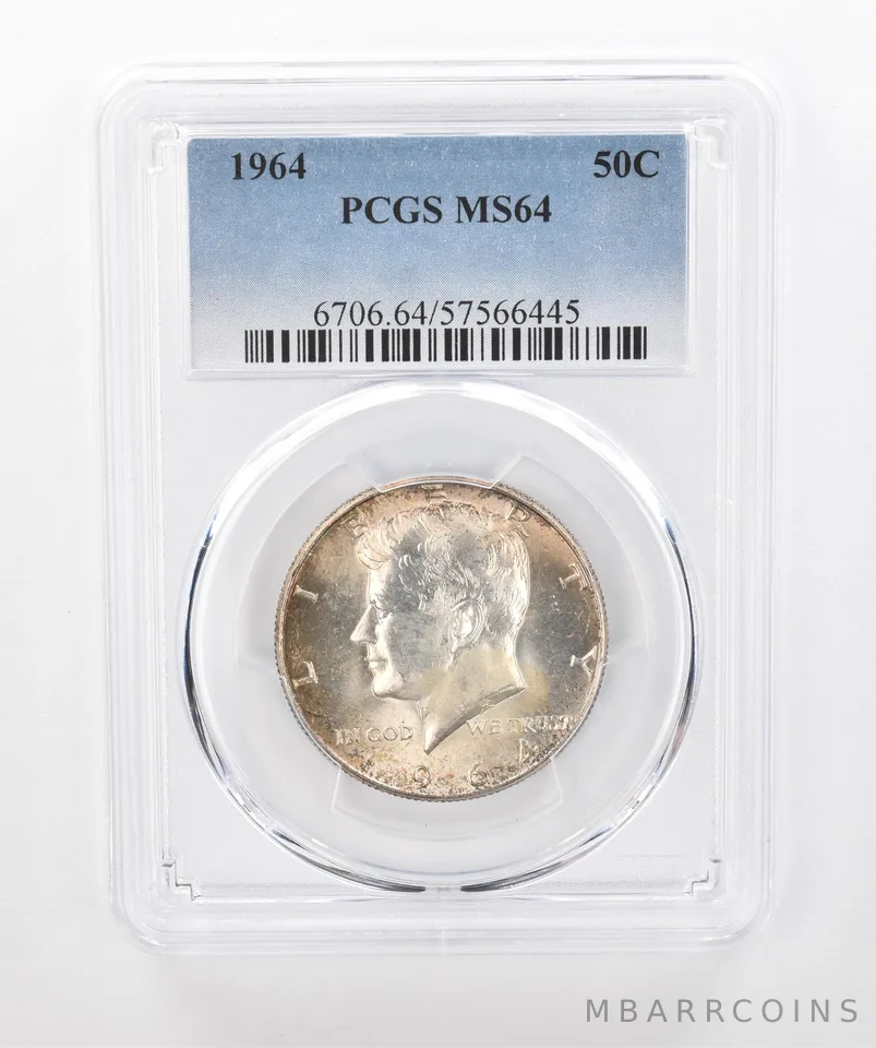 1964 Kennedy Half Dollar MS64 PCGS Beautiful Tone a1369