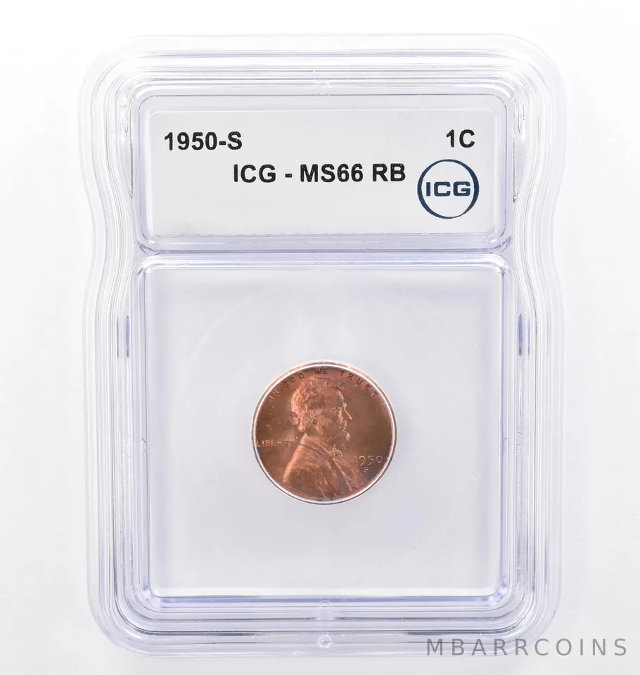 1950-S Lincoln Wheat Cent MS66 RB ICG Beautiful Tone a7692