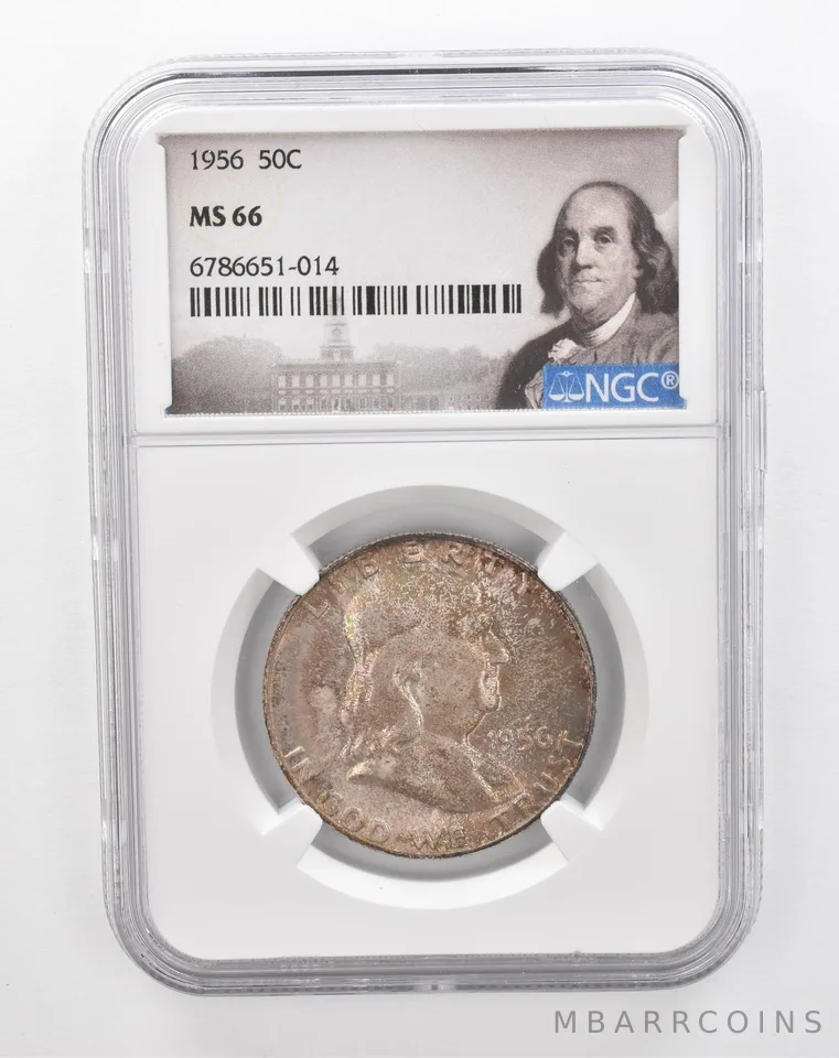 1956 Franklin Half Dollar MS66 NGC Beautiful Tone *2834