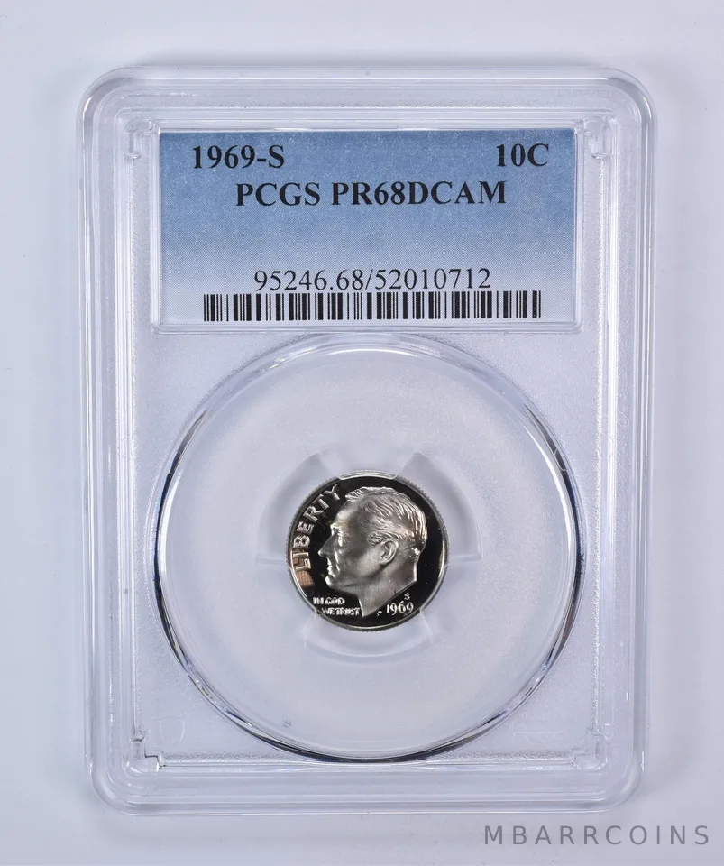 1969-S Roosevelt Dime PR68 DCAM PCGS Blue Label