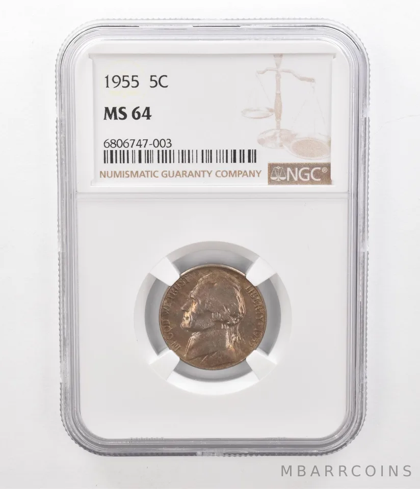 1955 Jefferson Nickel MS64 NGC Beautiful Tone *2419