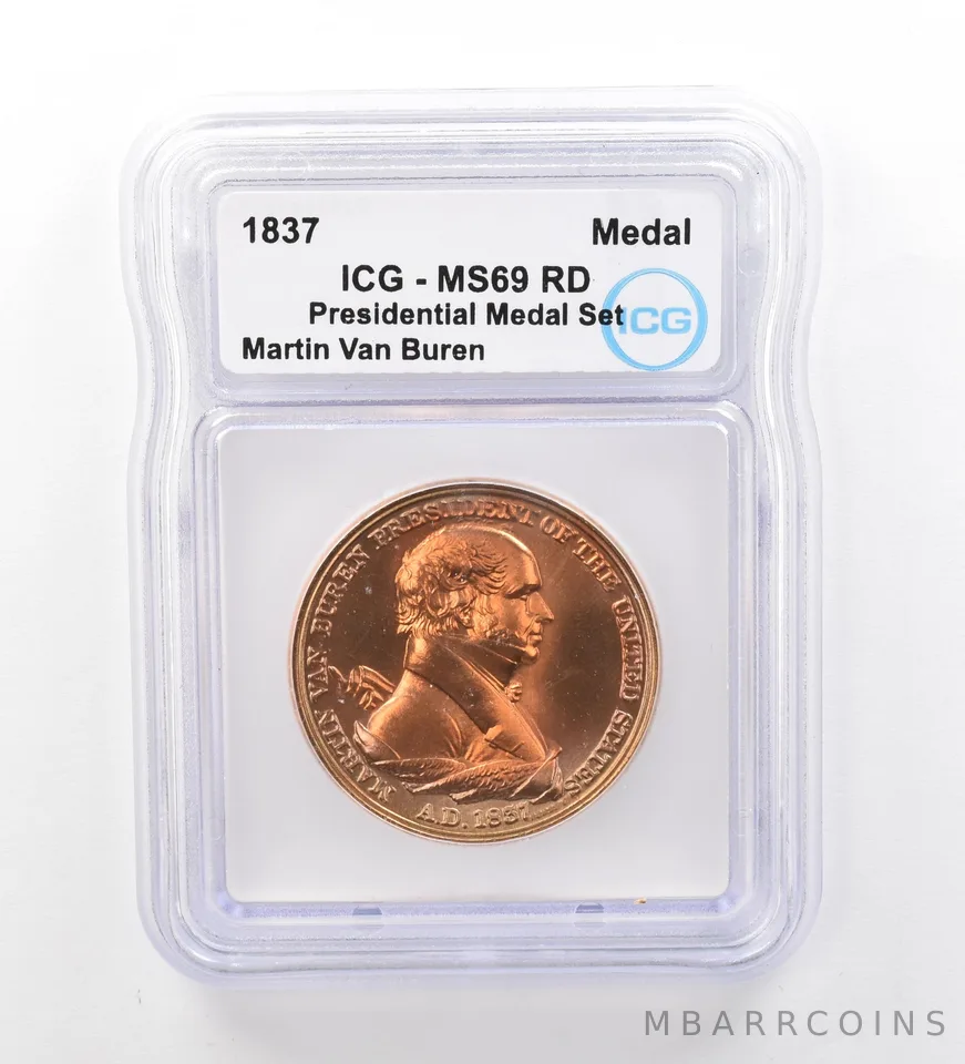(1837) Presidential Medal Set Martin Van Buren MS69 RD ICG Peripheral Tone a1996