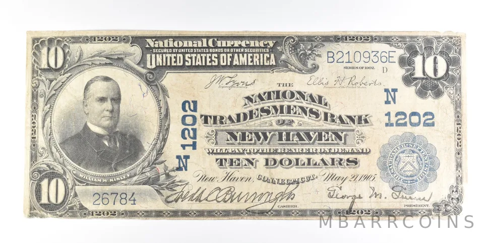 1902 $10 New Haven CT National Currency Note Large Note CH 1202 a0220
