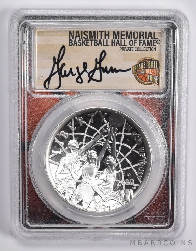 2020-P GEORGE GERVIN SIGNED Basketball HOF Commemorative Dollar PR70 PCGS