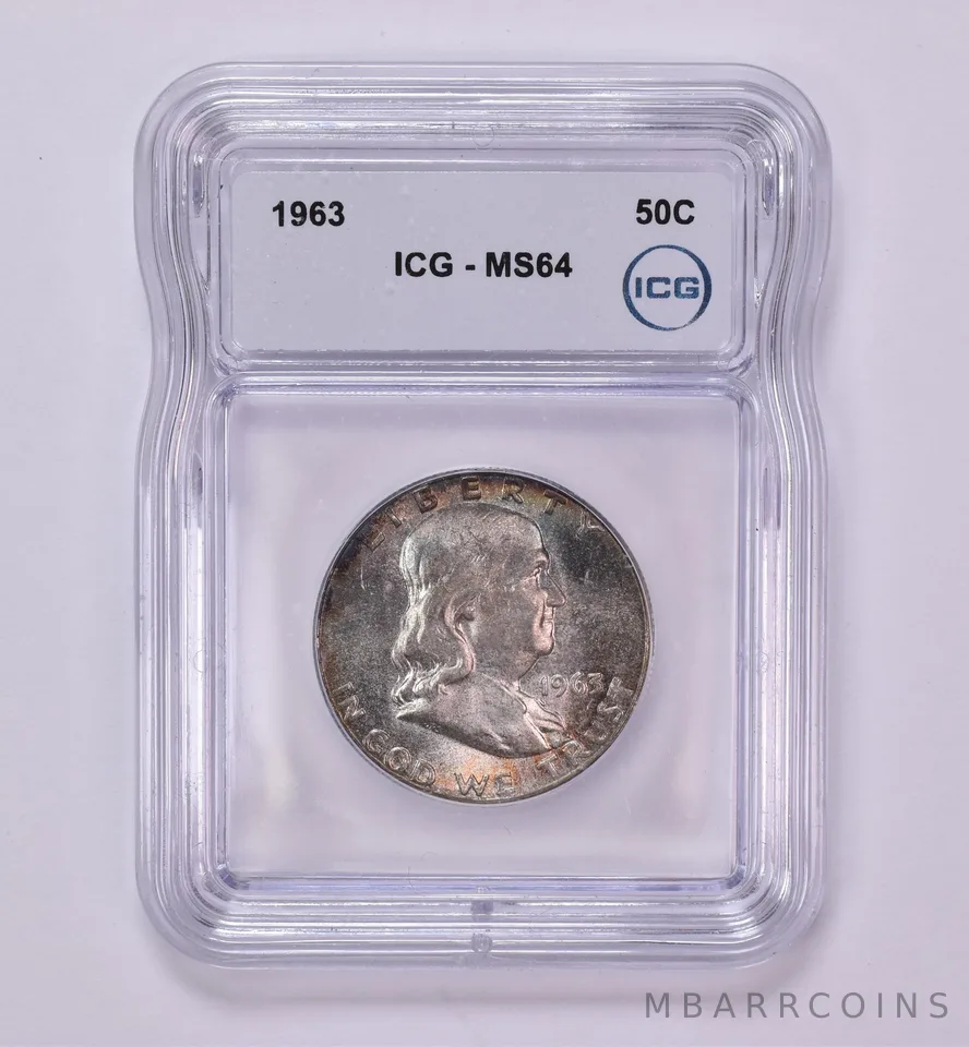 1963 Franklin Half Dollar MS64 ICG Beautiful Tone *0449