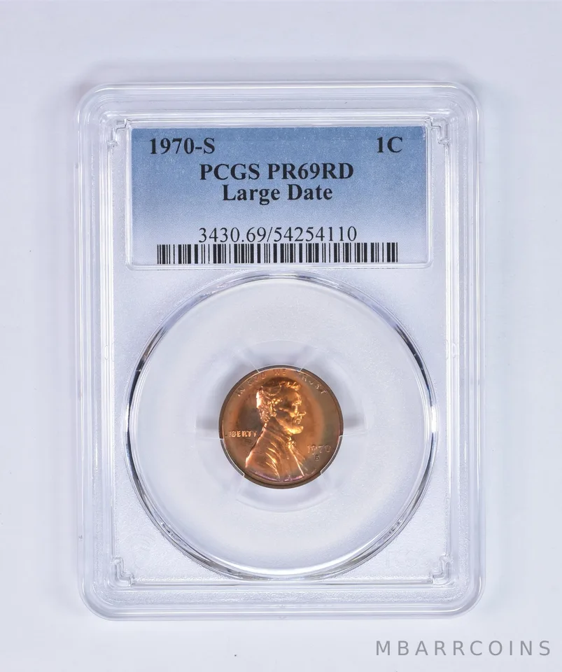 1970-S Lincoln Memorial Cent Large Date PR69 RD PCGS Beautiful Tone a8071