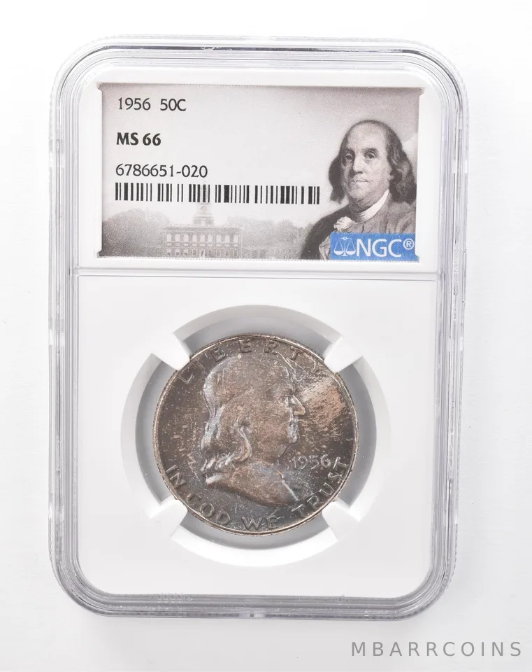 1956 Franklin Half Dollar MS66 NGC Beautiful Mint Set Tone a6759