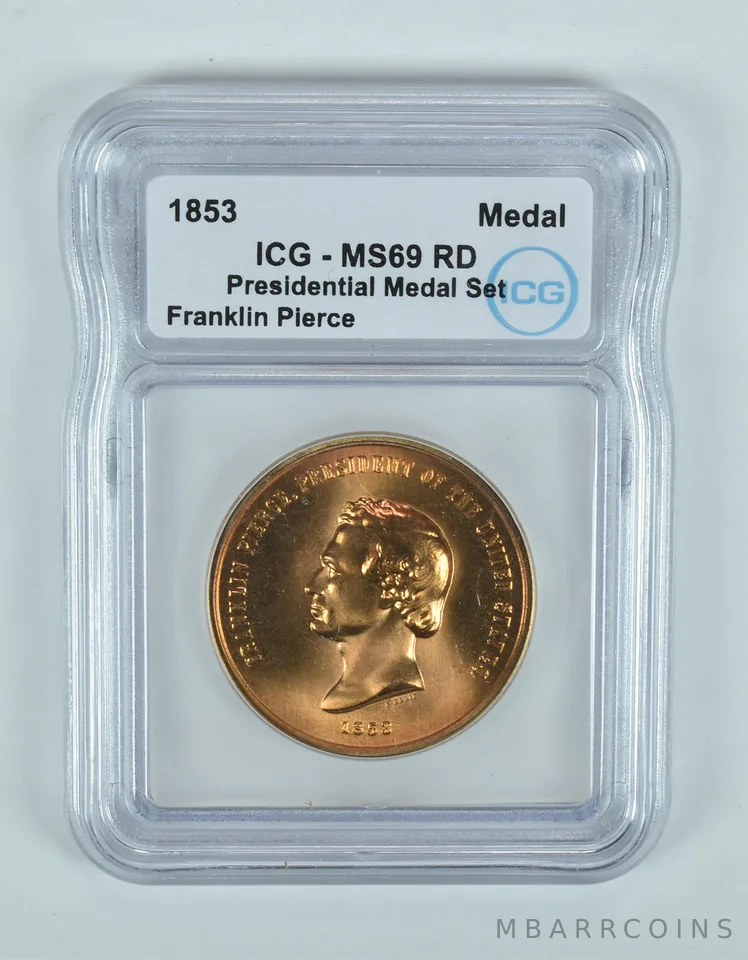 (1853) Presidential Medal Set Franklin Pierce MS69 RD ICG