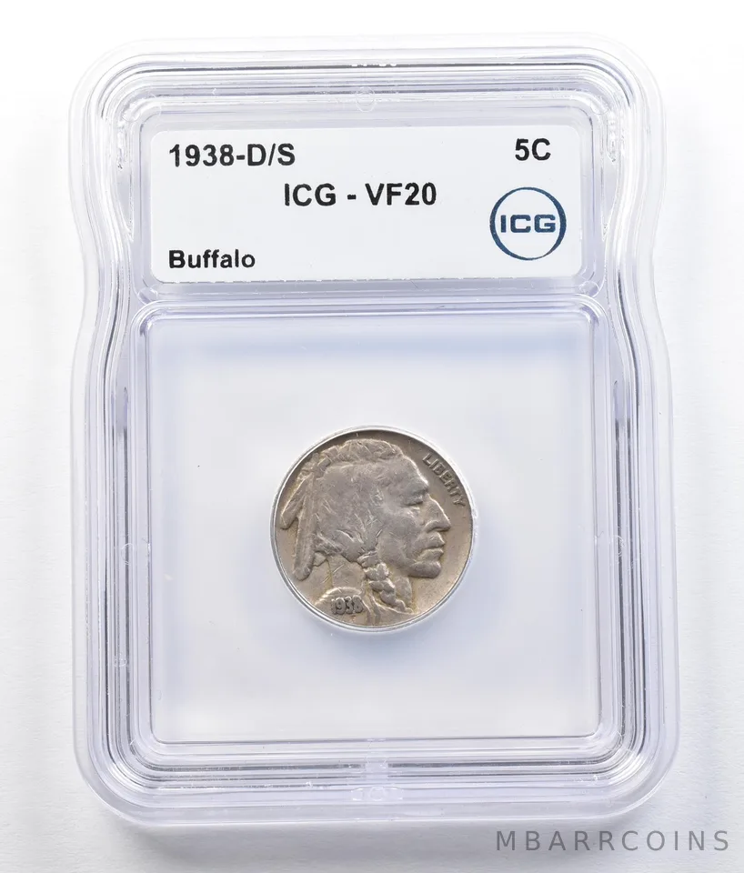 1938-D/S Indian Head Buffalo Nickel VF20 ICG *0643