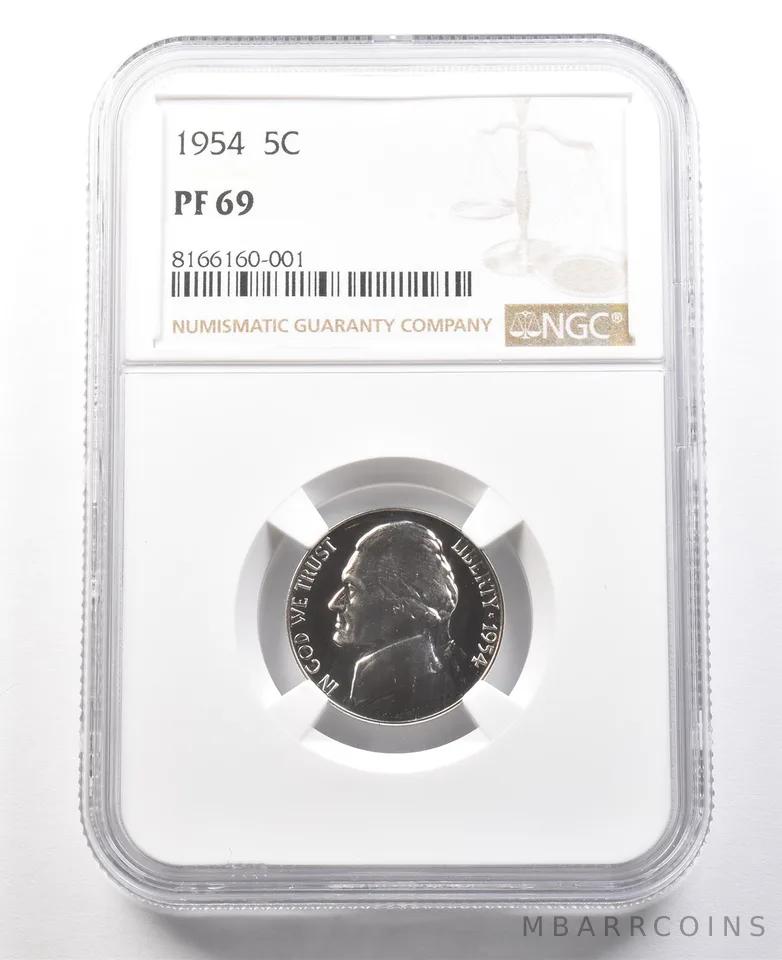 1954 Jefferson Nickel PF69 NGC PQ Cameo Contrast a8038