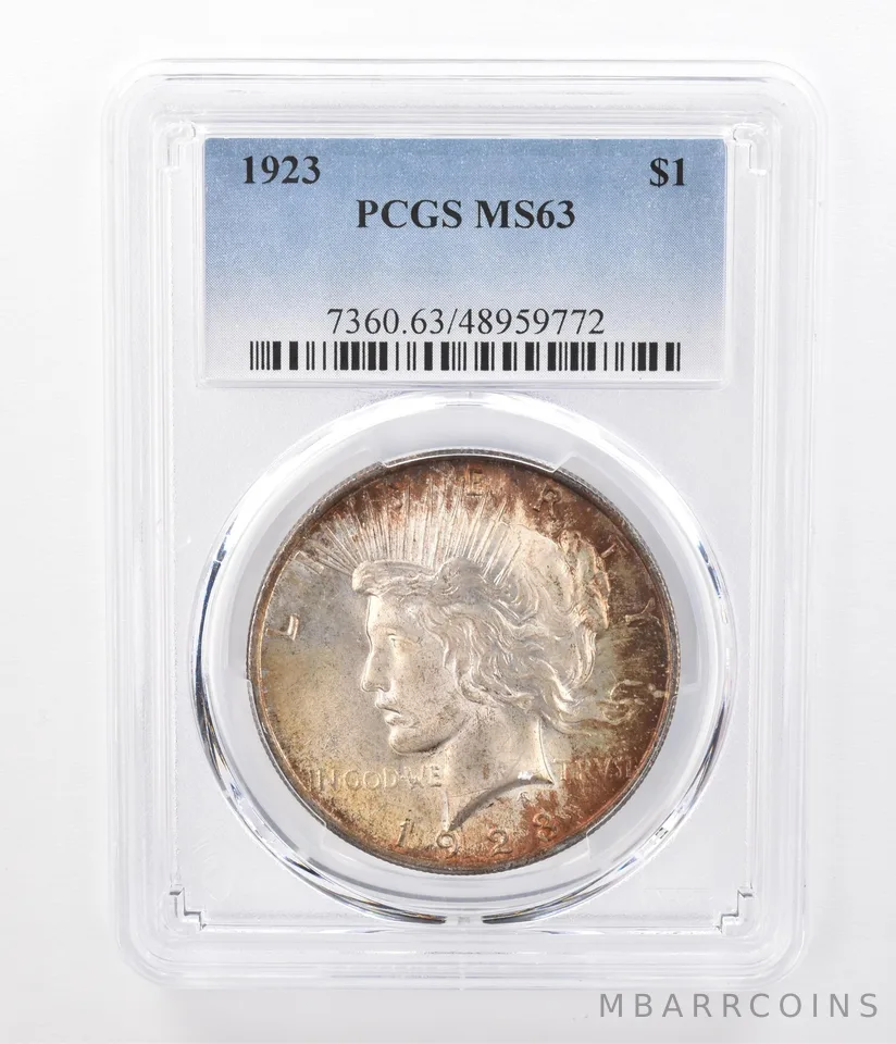 1923 Peace Silver Dollar MS63 PCGS Peripheral Tone a7488