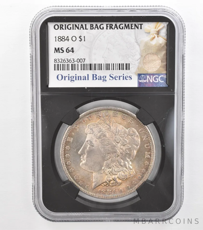 1884-O Morgan Silver Dollar Original Bag Fragment MS64 NGC Beautiful Tone *3681