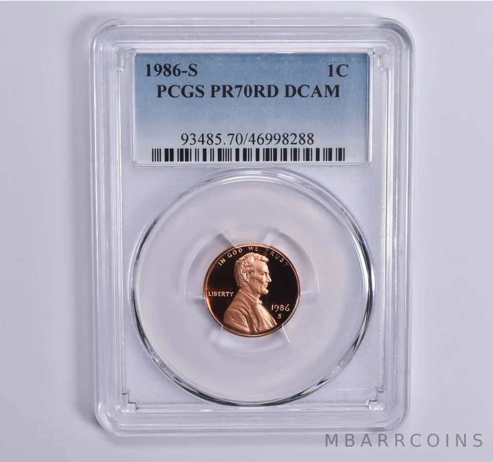 1986-S Lincoln Memorial Cent PR70 RD PCGS Blue Lbl