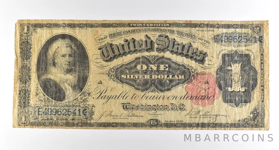 1891 $1 Silver Certificate Large Note Red Seal *3732