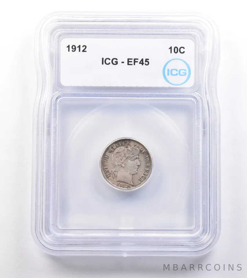 1912 Barber Dime EF45 ICG *4886