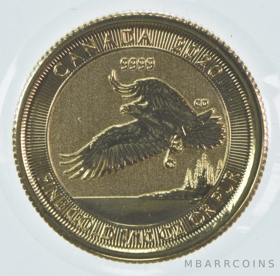 2020 Canada 5 Dollar Gold Red-Tailed Hawk 1/10 Oz .999 Gold