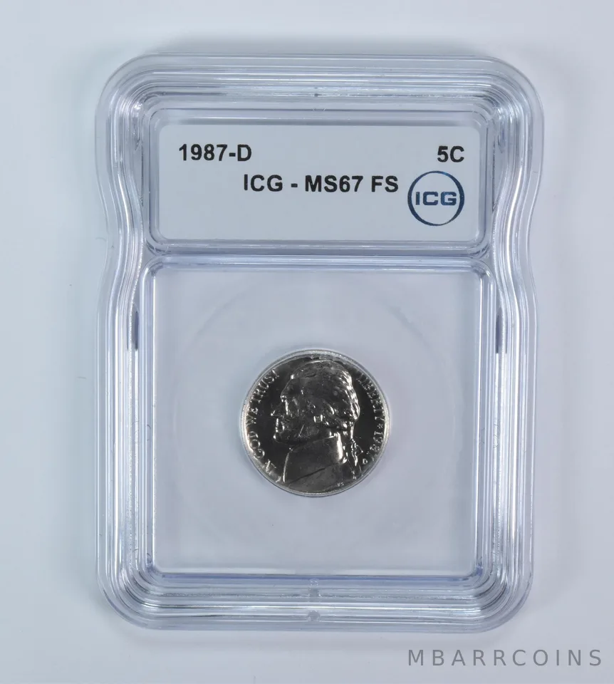 1987-D Jefferson Nickel MS67 FS ICG