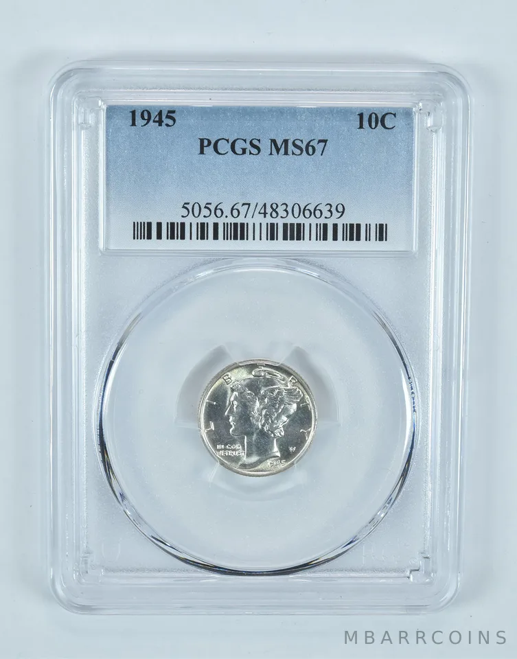 1945 Mercury Dime MS67 PCGS Blue Label
