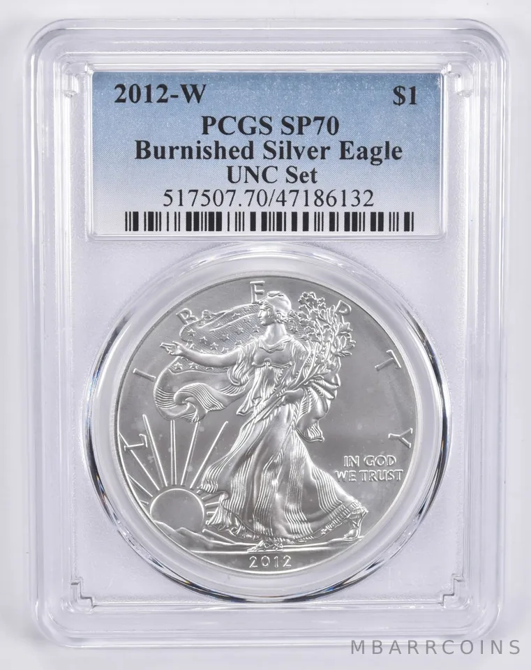 2012-W Burnished Silver Eagle Annual Set SP70 PCGS Blue Label