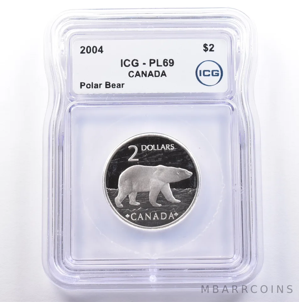 2004 Canada 2 Dollars Polar Bear PL69 ICG *9014