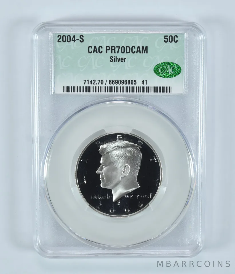 2004-S Kennedy Half Dollar Silver PR70 DCAM CAC CACg